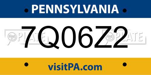 7Q06Z2 Pennsylvania License Plate
