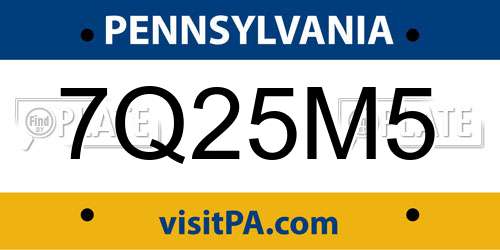 7Q25M5 Pennsylvania License Plate