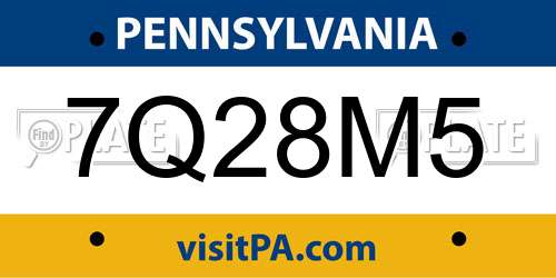 7Q28M5 Pennsylvania License Plate