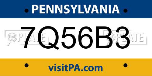 7Q56B3 Pennsylvania License Plate