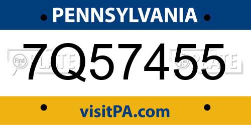 7Q57455 Pennsylvania License Plate
