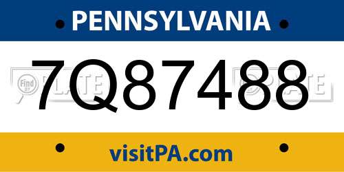 7Q87488 Pennsylvania License Plate