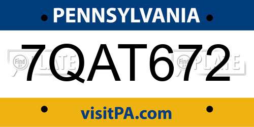 7QAT672 Pennsylvania License Plate