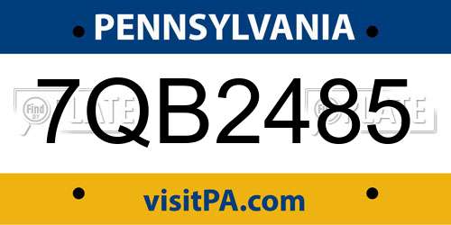 7QB2485 Pennsylvania License Plate