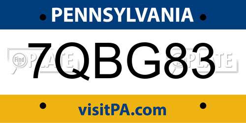 7QBG83 Pennsylvania License Plate