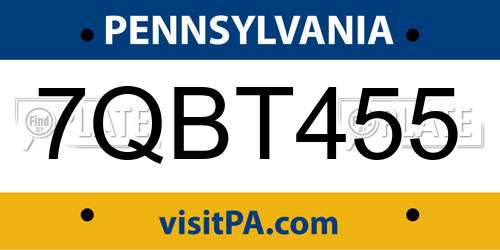 7QBT455 Pennsylvania License Plate