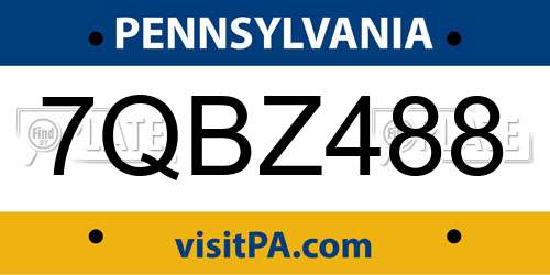 7QBZ488 Pennsylvania License Plate