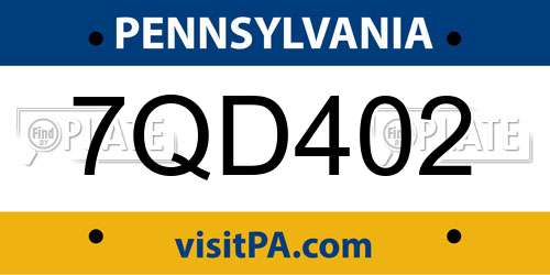 7QD402 Pennsylvania License Plate