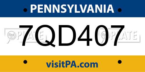 7QD407 Pennsylvania License Plate