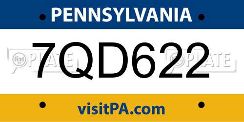 7QD622 Pennsylvania License Plate