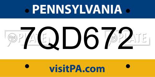 7QD672 Pennsylvania License Plate