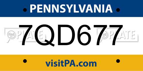 7QD677 Pennsylvania License Plate