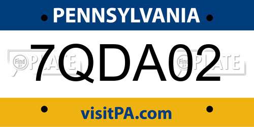 7QDA02 Pennsylvania License Plate