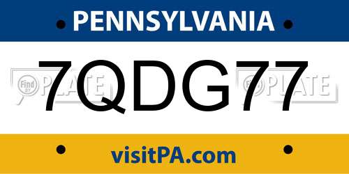 7QDG77 Pennsylvania License Plate