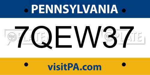7QEW37 Pennsylvania License Plate
