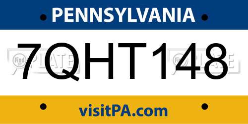 7QHT148 Pennsylvania License Plate