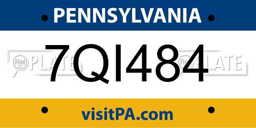 7QI484 Pennsylvania License Plate