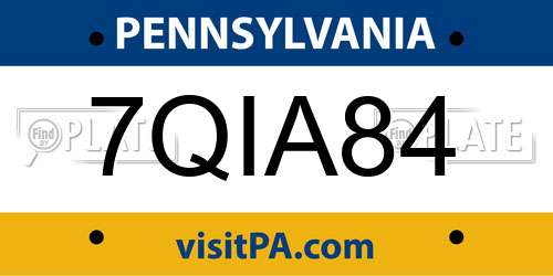 7QIA84 Pennsylvania License Plate