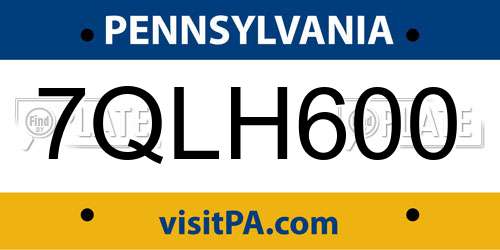 7QLH600 Pennsylvania License Plate