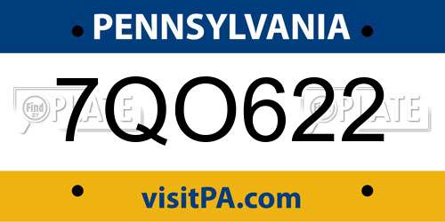 7QO622 Pennsylvania License Plate