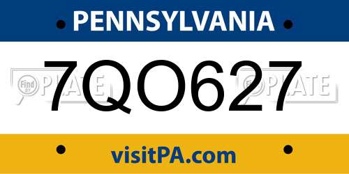 7QO627 Pennsylvania License Plate