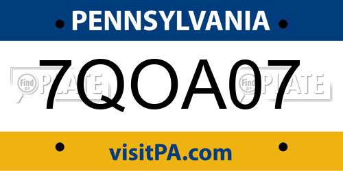 7QOA07 Pennsylvania License Plate