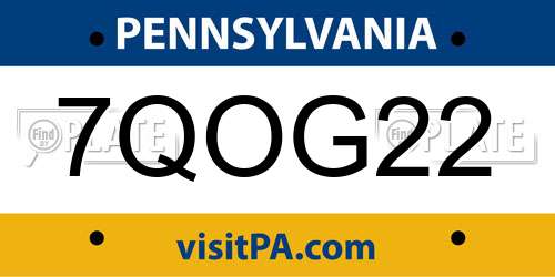 7QOG22 Pennsylvania License Plate