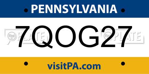 7QOG27 Pennsylvania License Plate