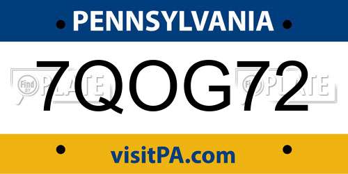 7QOG72 Pennsylvania License Plate