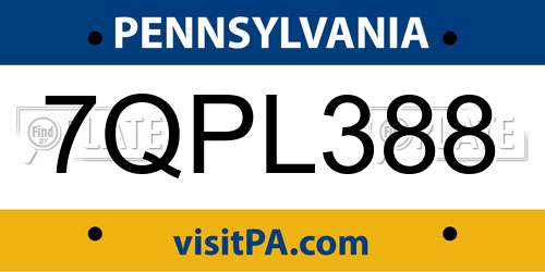 7QPL388 Pennsylvania License Plate