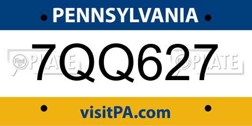 7QQ627 Pennsylvania License Plate