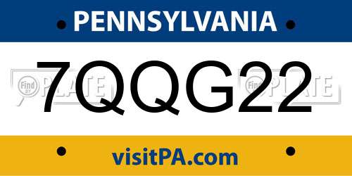 7QQG22 Pennsylvania License Plate