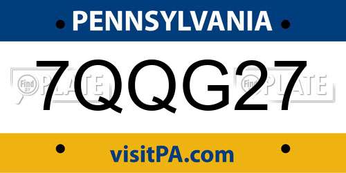 7QQG27 Pennsylvania License Plate