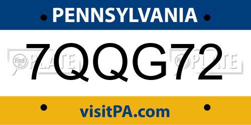 7QQG72 Pennsylvania License Plate