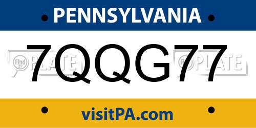 7QQG77 Pennsylvania License Plate