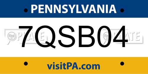 7QSB04 Pennsylvania License Plate