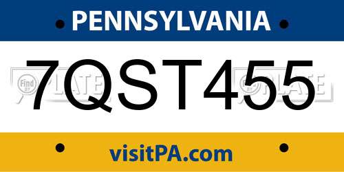 7QST455 Pennsylvania License Plate
