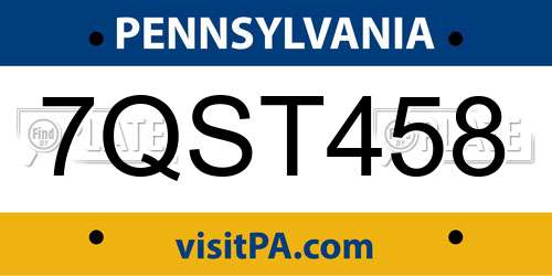 7QST458 Pennsylvania License Plate
