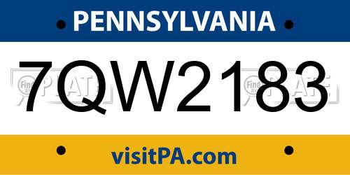 7QW2183 Pennsylvania License Plate
