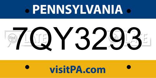 7QY3293 Pennsylvania License Plate