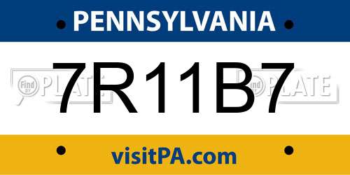 7R11B7 Pennsylvania License Plate
