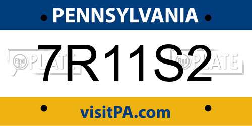 7R11S2 Pennsylvania License Plate