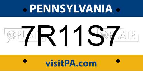 7R11S7 Pennsylvania License Plate