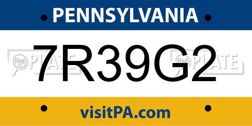 7R39G2 Pennsylvania License Plate