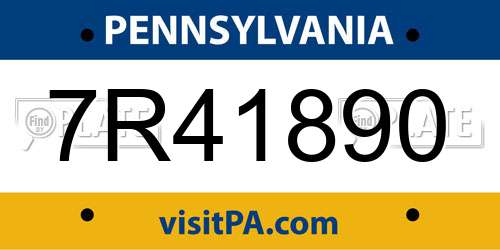 7R41890 Pennsylvania License Plate