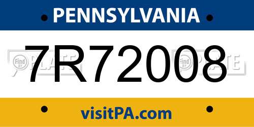 7R72008 Pennsylvania License Plate