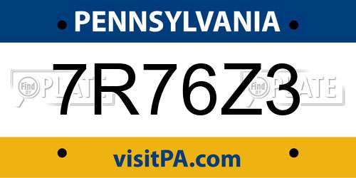 7R76Z3 Pennsylvania License Plate