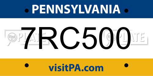 7RC500 Pennsylvania License Plate