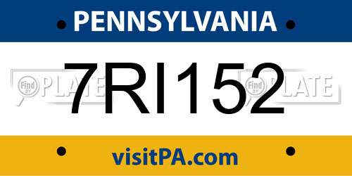 7RI152 Pennsylvania License Plate