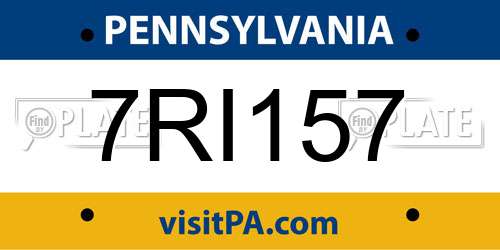7RI157 Pennsylvania License Plate